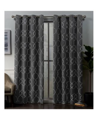 Belmont Embroidered Woven Blackout Grommet Top Curtain Panel Pair