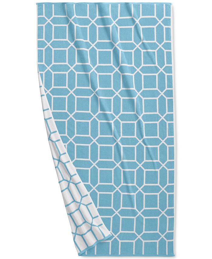 Hotel Collection Resort Geo Print Cotton 40" x 70" Beach Towel, Created