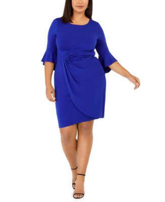 Connected Plus Size Ruffled Faux-Wrap Dress - Macy's