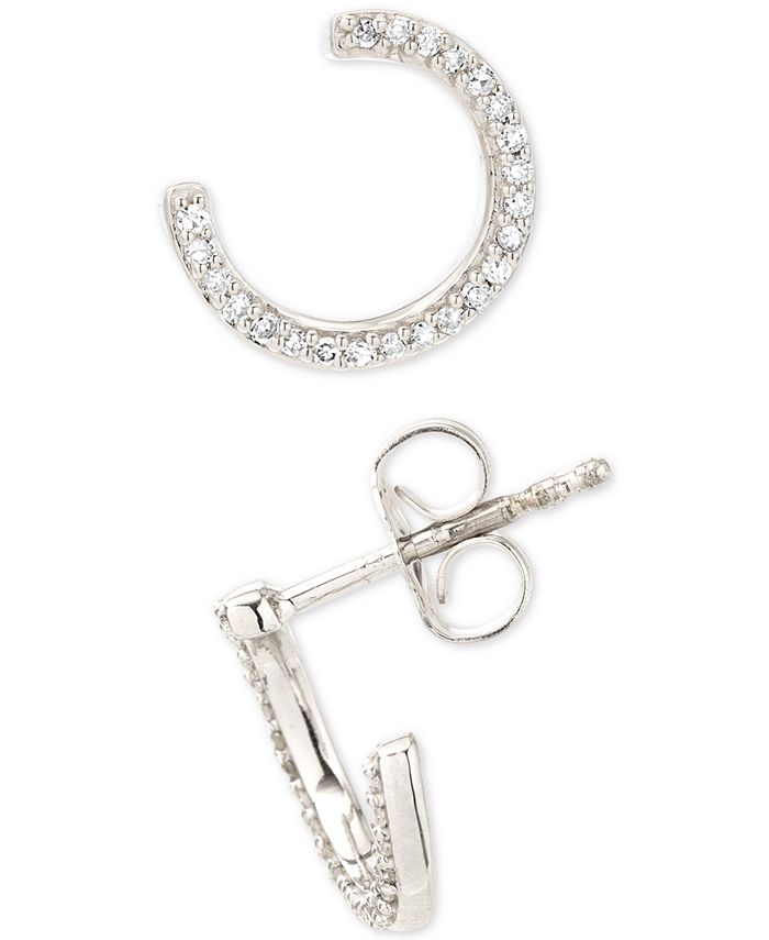 Elsie May Diamond Hoop Stud Earrings (1/8 ct. t.w.) in Sterling Silver