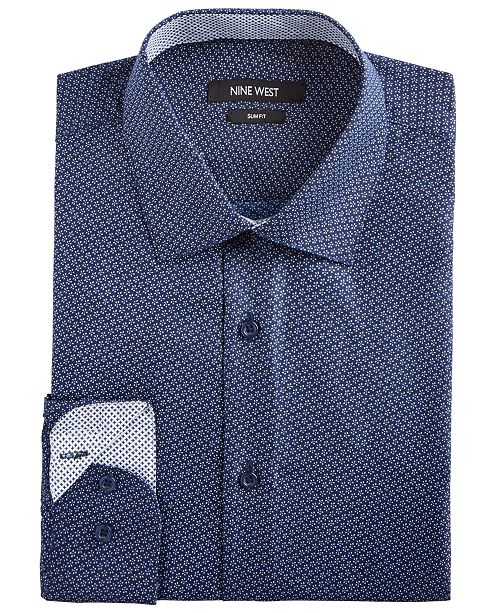 Nine West Men S Slim Fit Wrinkle Free Performance Stretch Navy