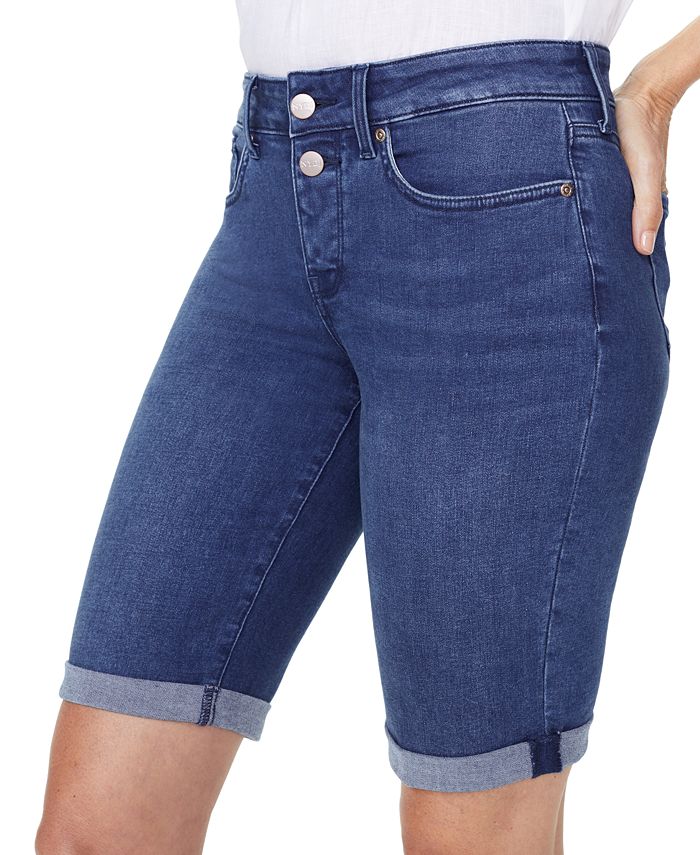 NYDJ Women's Roll Hem Briella Denim Shorts Blue Size 8