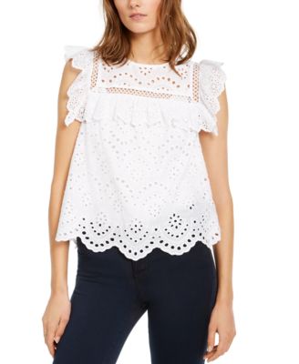 INC International Concepts - Eyelet Flutter-Sleeve Top
