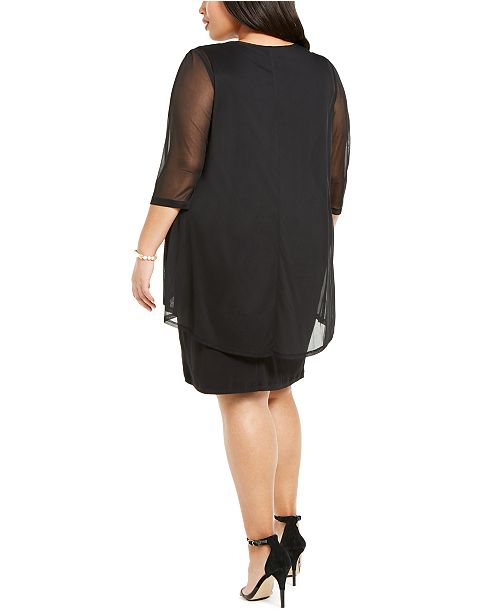 Download Connected Plus Size Metallic Embroidered Dress & Mock ...