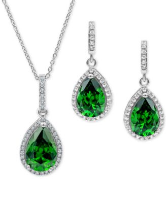 Mix Sizes Emerald Pendant/Necklace Natural set in sterling silver 