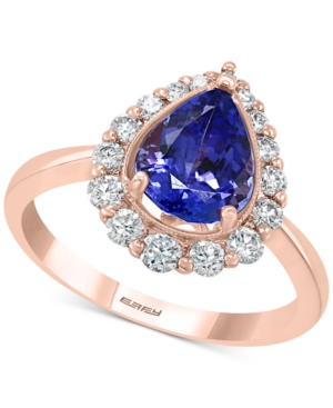 image of Effy Tanzanite (1-1/2 ct.t.w.) & Diamond (3/8 ct. t.w.) Ring in 14k Rose Gold