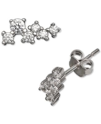 Giani Bernini - Cubic Zirconia Horizontal Cluster Stud Earrings in Sterling Silver