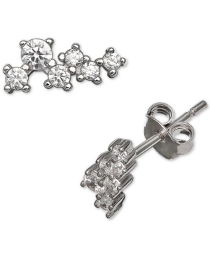 Giani Bernini Cubic Zirconia Horizontal Cluster Stud Earrings In Sterling Silver, Created For Macy's