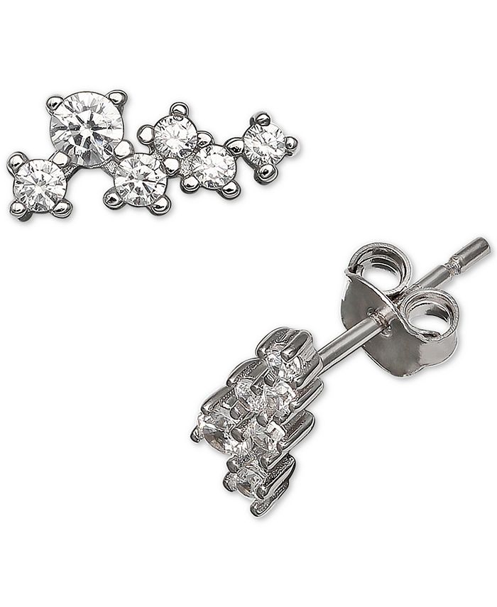 Giani Bernini - Cubic Zirconia Horizontal Cluster Stud Earrings in Sterling Silver