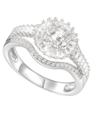 image of 3/4 ct. t.w. Round & Baguette Shape Diamond Ring in 14k White Gold