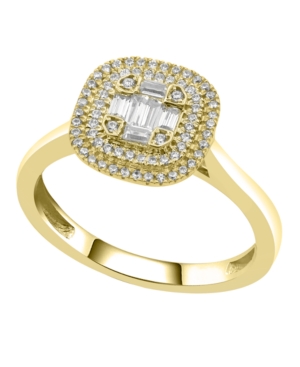 image of Round and Baguette Diamond (1/3 ct. t.w.) Composite Ring in 14K Yellow Gold