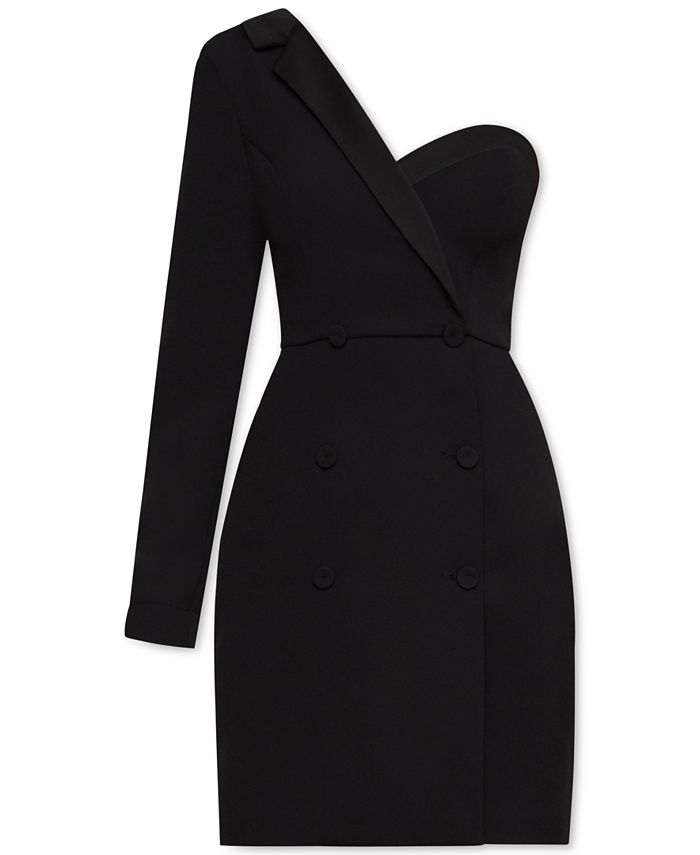 BCBGMAXAZRIA One Shoulder Tuxedo Mini Dress Macy s