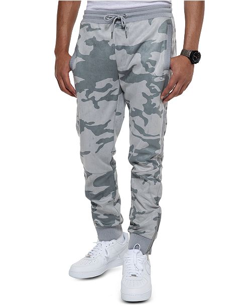 Sean John Men S Camo Faux Suede Track Pants Reviews Pants Men Macy S
