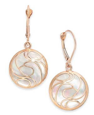 image of Mother-of-Pearl Swirl Drop Earrings in 14k Gold