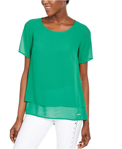 Michael Kors Layered Split Back Top Reviews Women Macy S