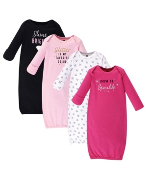 Hudson Baby Baby Girl Cotton Gowns 4-Pack