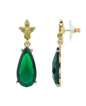 image of 2028 Gold-Tone Stone and Crystal Teardrop Earrings