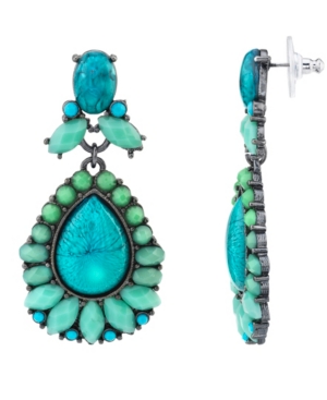 image of 2028 Black-Tone Pear shape Drop Earrings