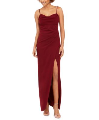 Emerald Sundae - Juniors' Ruched Faux-Wrap Slip Dress