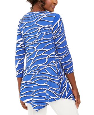 JM Collection Chain-Print Grommet Tunic, Created for Macy's