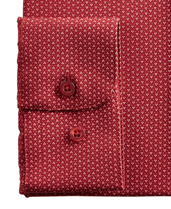 Jones New York Men's SlimFit Performance Stretch Cooling Tech Red/White DotPrint Dress Shirt