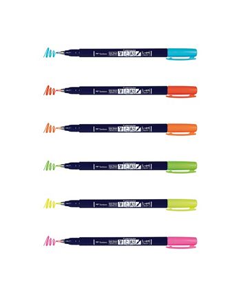 Tombow 6ct Fudenosuke Brush Pens - Neon
