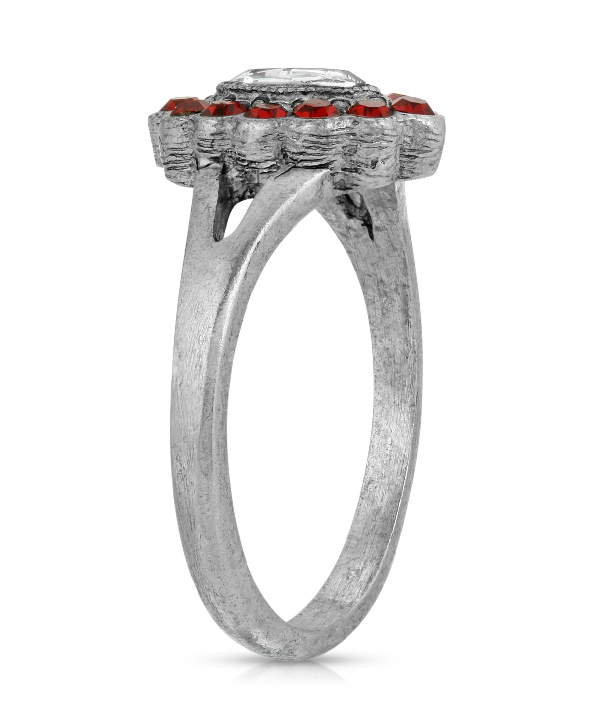 2028 PEWTER DIAMOND SHAPED CRYSTAL RING 
