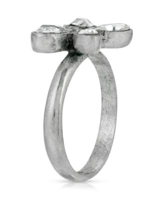 Pewter Crystal Butterfly Ring