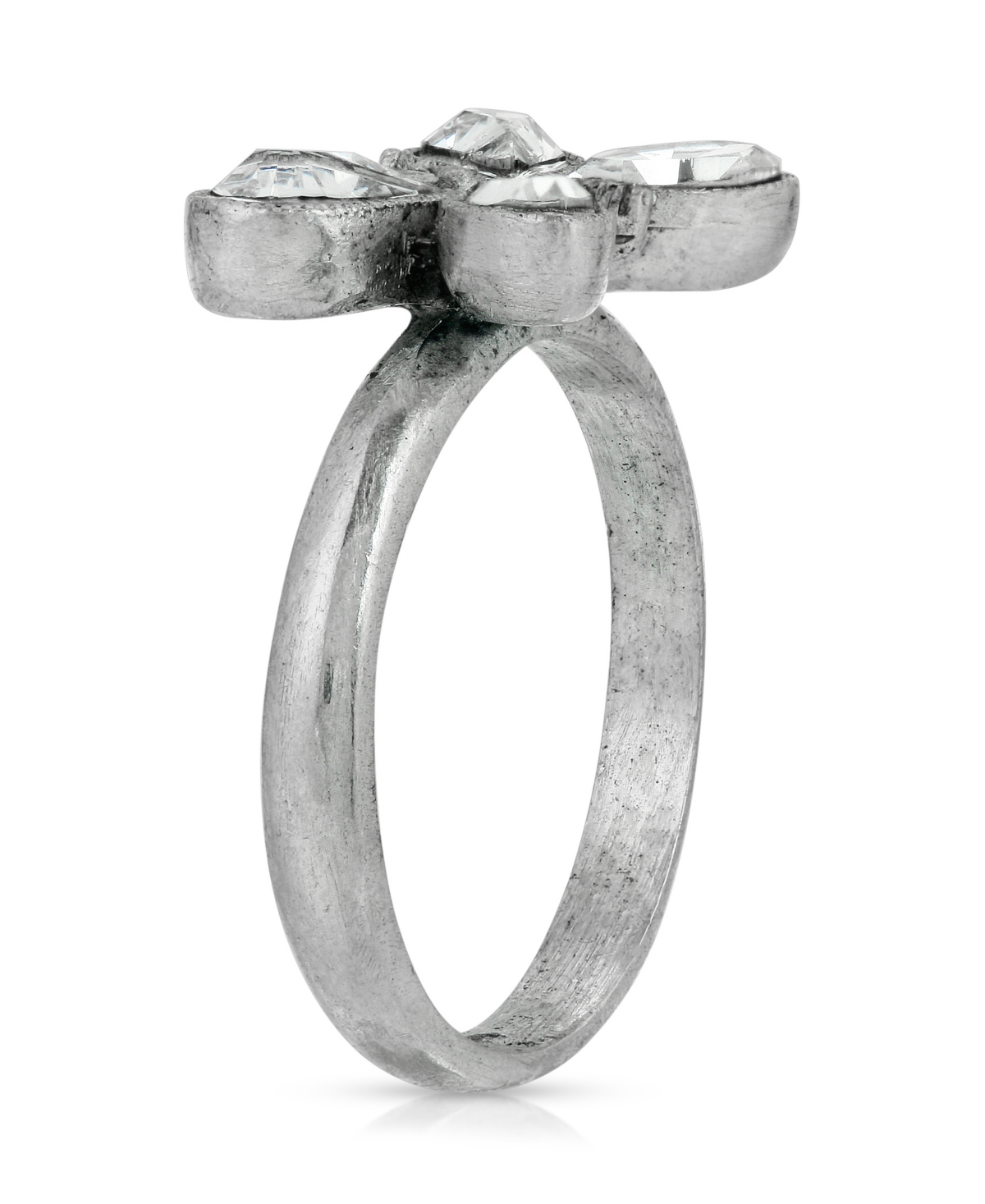 2028 PEWTER CRYSTAL BUTTERFLY RING 