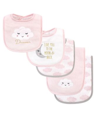 Baby Girls Cotton Terry Bib and Burp Cloth Set