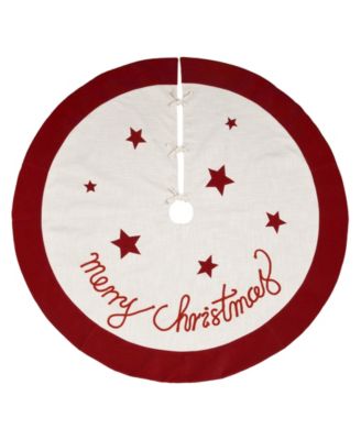 Trans Pac - Fabric White Christmas Merry Christmas Tree Skirt