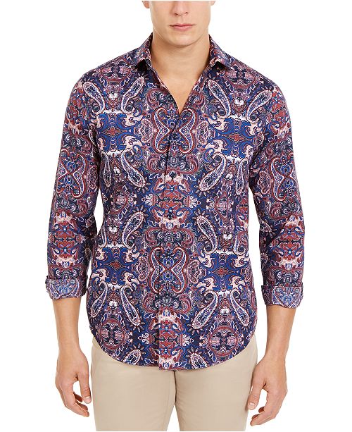 Tasso Elba Men S Stretch Reflection Paisley Print Shirt Created