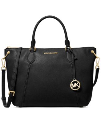 michael kors black leather satchel handbag