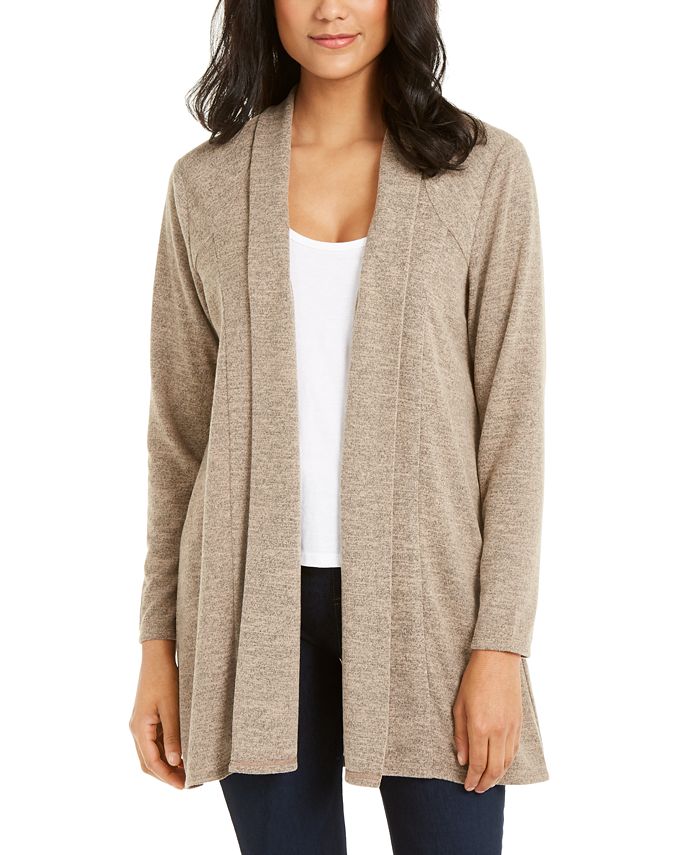 NY Collection Shawl-Collar Open-Front Cardigan - Macy's