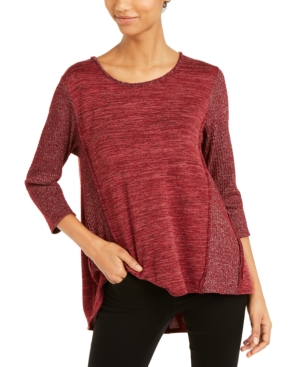 image of Ny Collection Spliced Mixed-Media Top