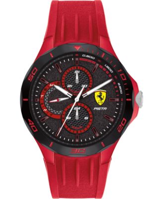 Ferrari - Men's Pista Red Silicone Strap Watch 44mm