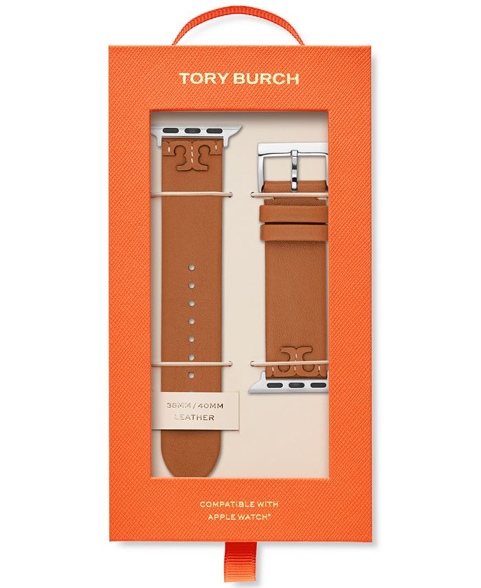 Tory Burch - Women's McGraw Luggage Band For Apple Watch&reg; Leather Strap 38mm/40mm