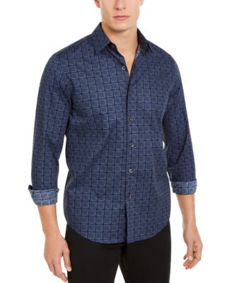 Tasso Elba - Men's Stretch Tile-Print Shirt