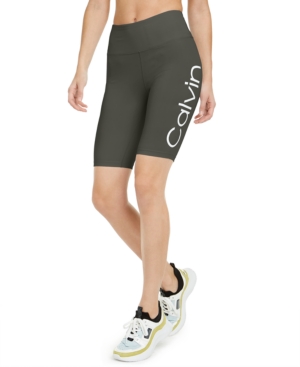 Calvin Klein Performance Logo High-waist Bike Shorts In Quail