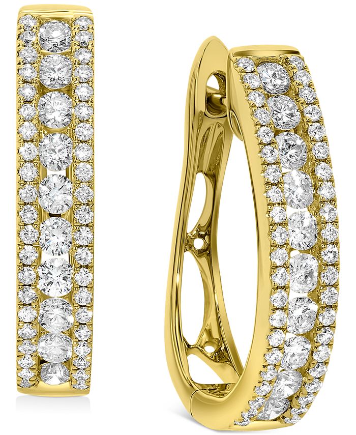 Macy's - Diamond Oval Hoop Earrings (1 ct. t.w.) in 10k Gold