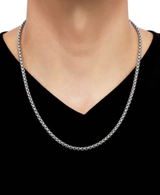 Rounded Box Link 22" Chain Necklace (4mm) in Sterling Silver