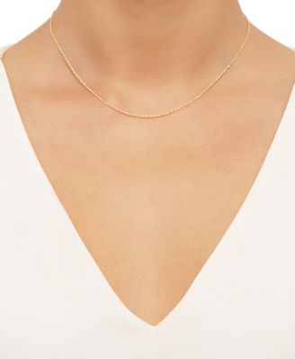 Lightweight 14k Yellow Gold Necklace, 16" Light Rope Chain (1mm)