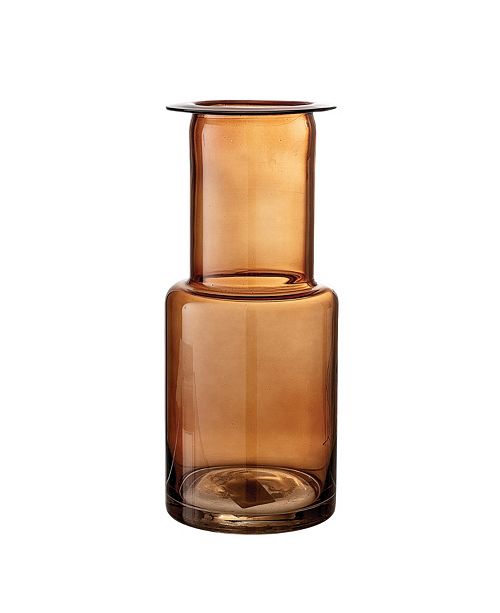 Bloomingville Transparent Amber Glass Vase With Flat Rim