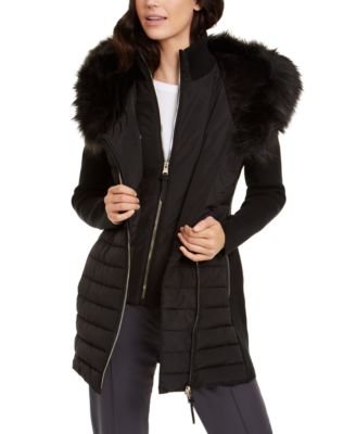 Calvin Klein Faux-Fur Trim Quilted Jacket