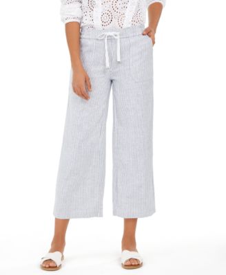 striped linen cropped pants