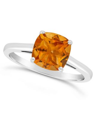 Macy's - Cushion-cut Gemstone Ring in Sterling Silver. Available in Citrine (1-7/8 ct. t.w.) and Rose Quartz (2-1/4 ct. t.w.) and Amethyst (1-3/4 ct. t.w.)