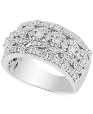 image of Diamond Openwork Milgrain Statement Ring (1-1/4 ct. t.w.) in Sterling Silver