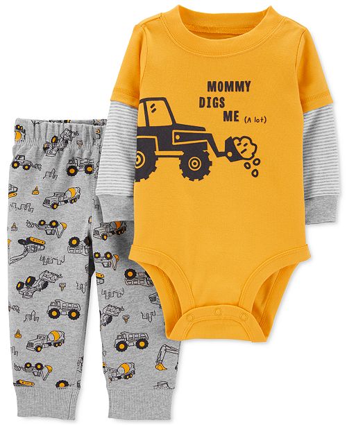 Carter S Baby Boys 2 Pc Cotton Mommy Digs Me Bodysuit Pants Set