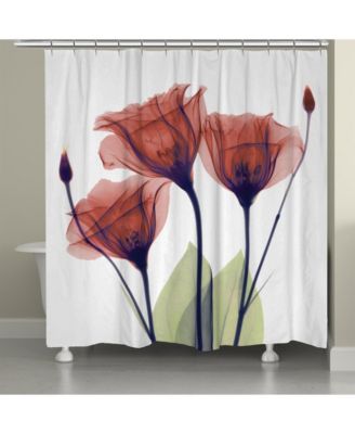 Red Gentian X-ray Flowers Shower Curtain, 71" x 72"
