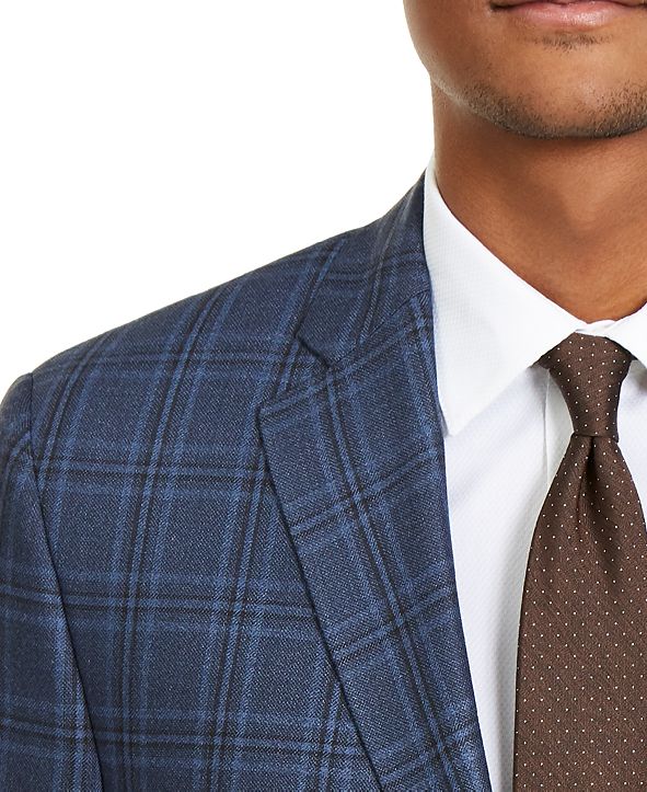 Ralph Lauren Men's Ultraflex Windowpane Plaid Classic Fit Stretch Suit Separate Pants Brown Size 34X32